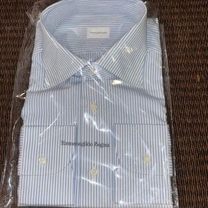 New Men’s Ermenegildo Zegna Blue and White Striped Dress Shirt